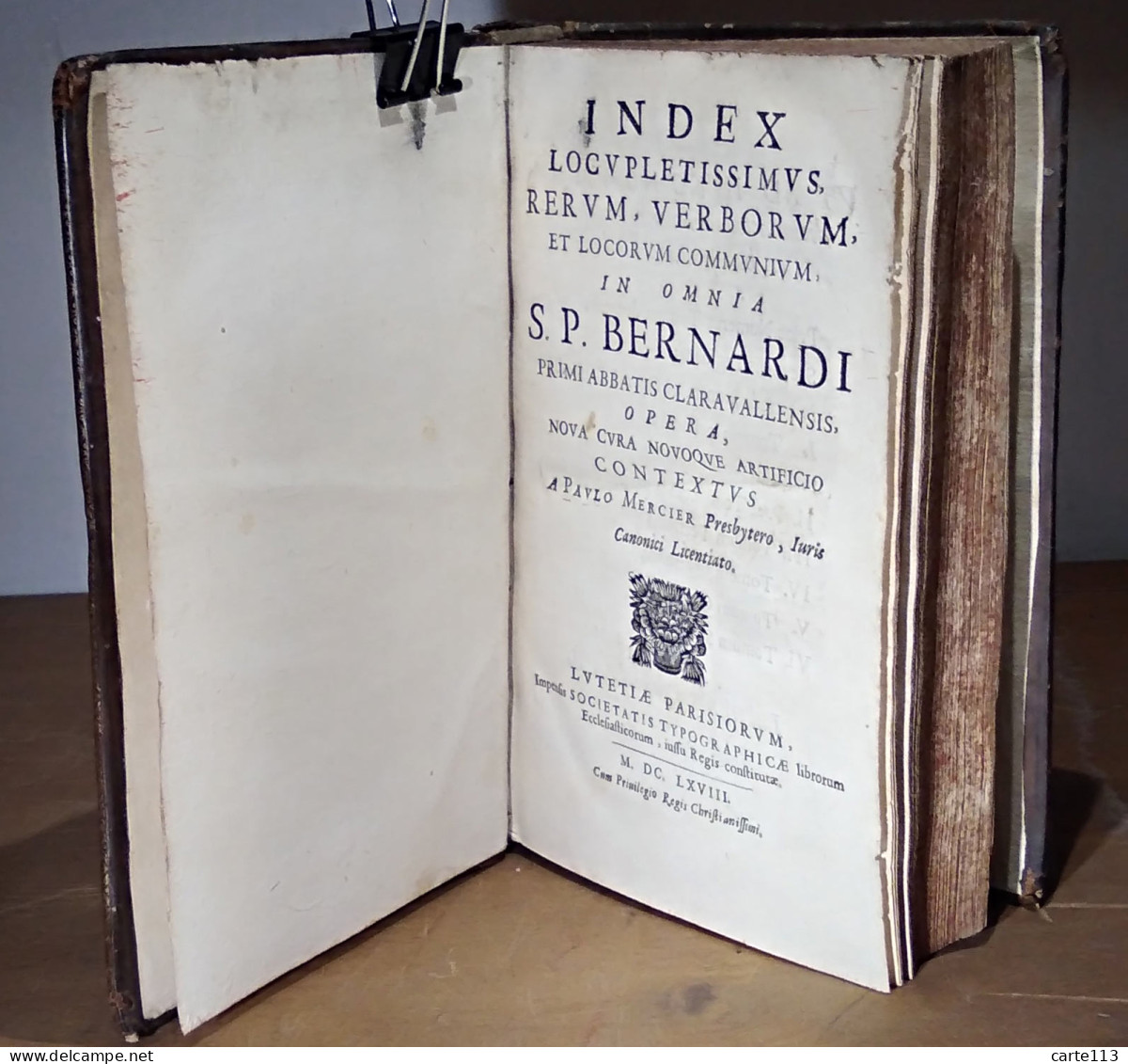 MERCIER Paul - BERNARD DE CLAIRVAUX - INDEX LOCUPLETISSIMUS RERUM, VERBORUM ET LOCOR - Antes De 18avo Siglo