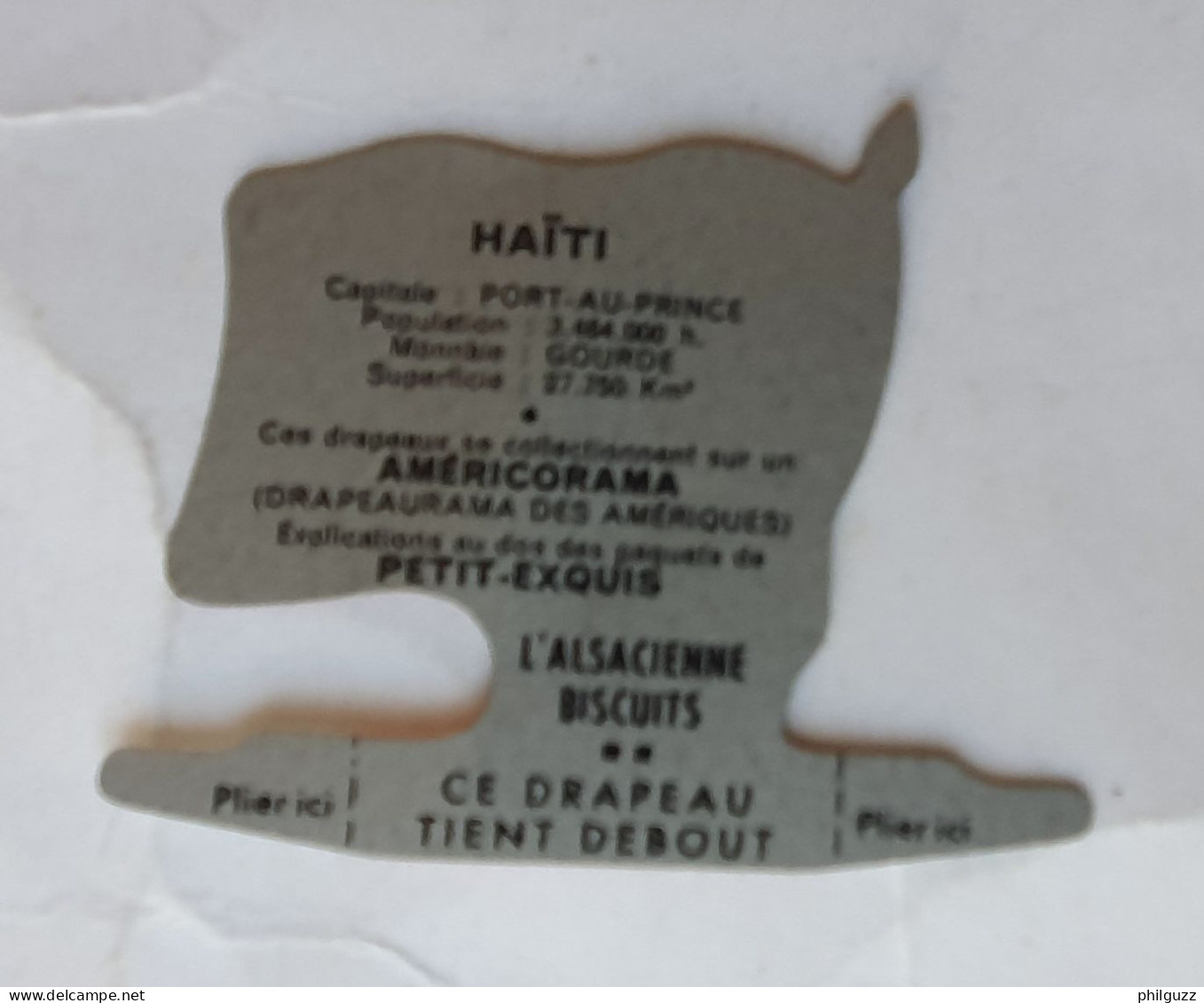 FIGURINE PUBLICITAIRE PLAQUE En Métal DRAPEAU AMERICORAMA ALSACIENNE REPUBLIQUE HAITI 1963 - Other & Unclassified