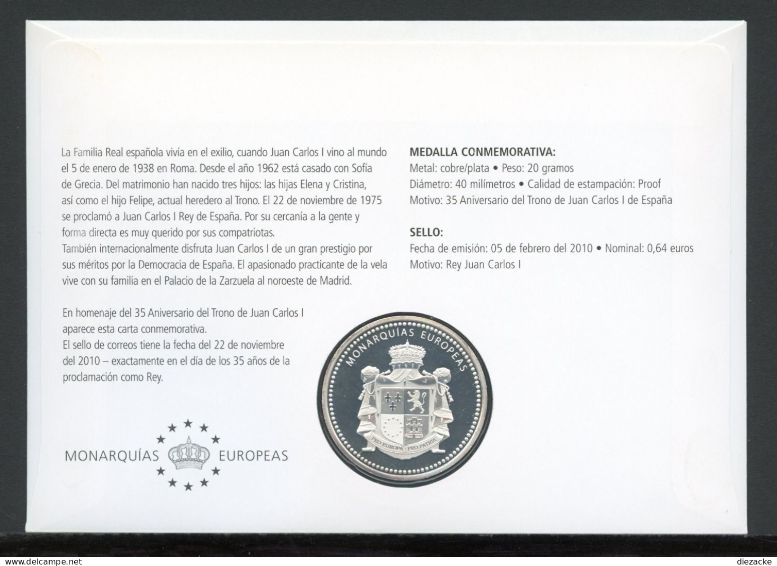 Numisbrief Monarchien Europas König Juan Carlos I. Von Spanien PP (M5406 - Non Classés