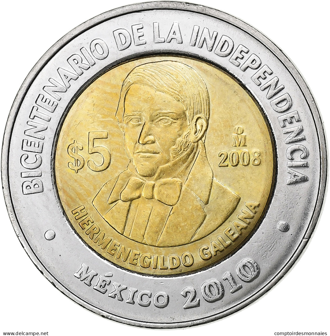 Mexique, 5 Pesos, 2008, Mexico City, Bimétallique, SPL, KM:906 - Mexico