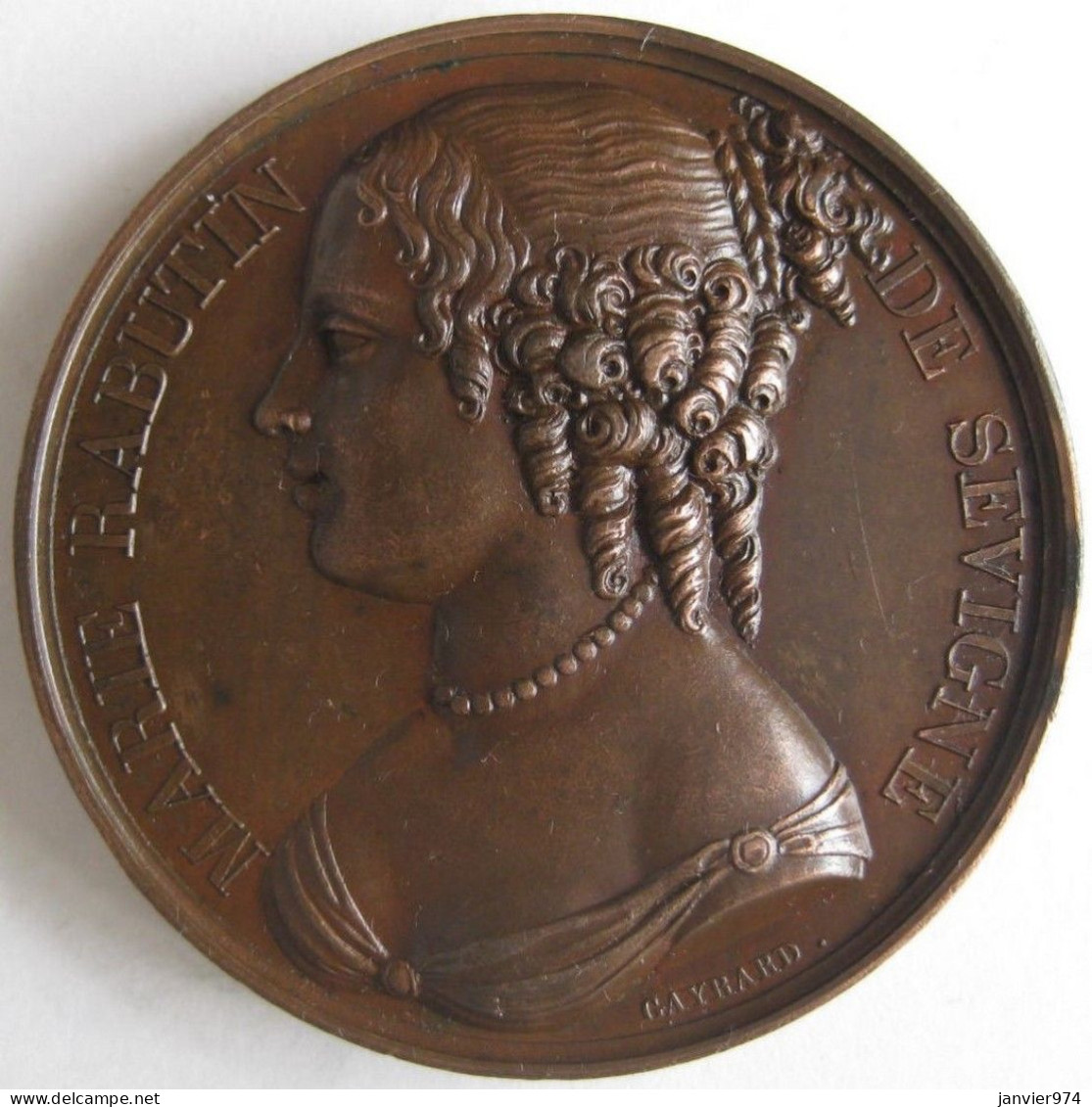 Médaille En Cuivre Marie Rabutin Marquise De Sévigné 1816, Par GAYRARD - Monarchia / Nobiltà