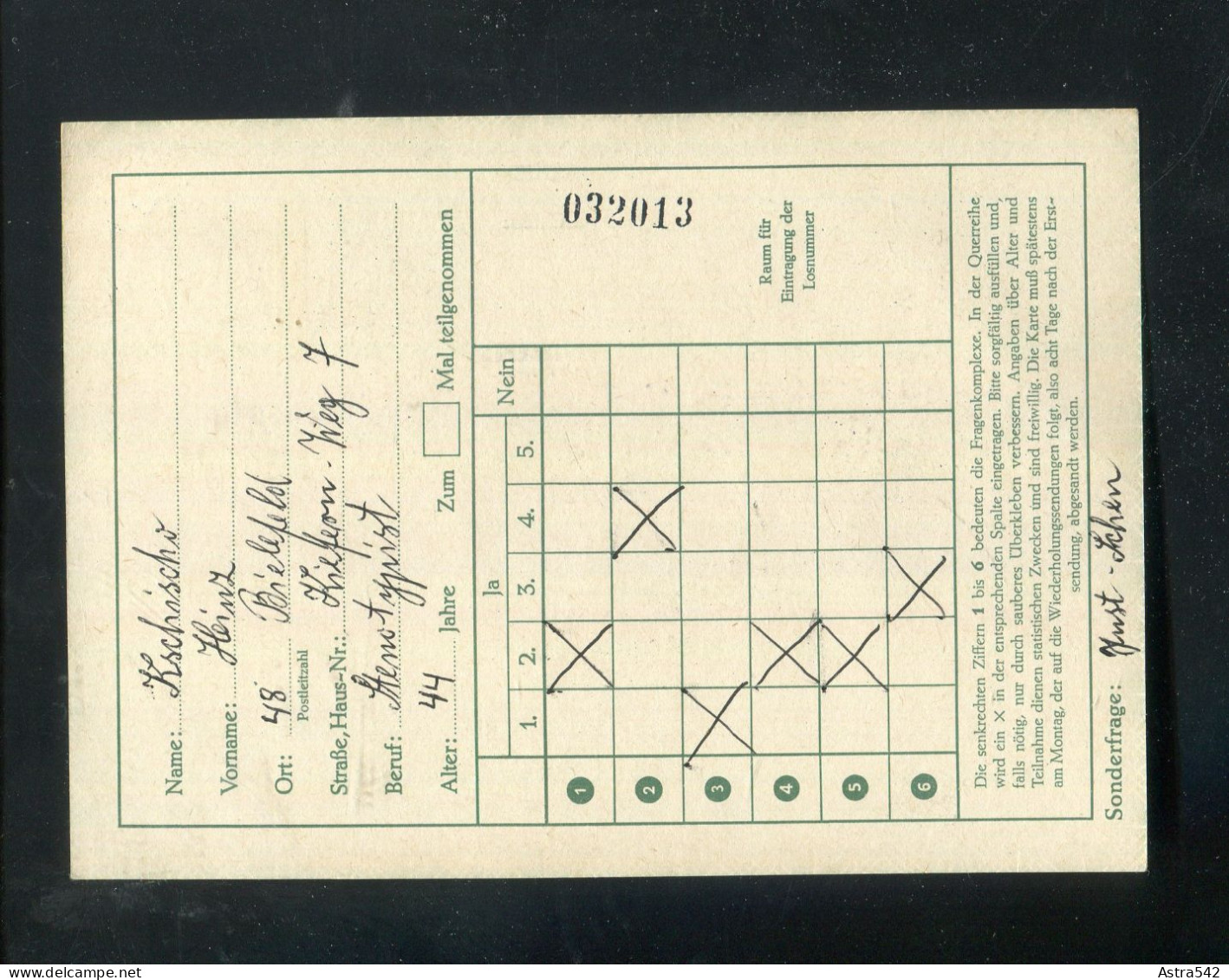 "BUNDESREPUBLIK DEUTSCHLAND" 1968, Funklotterie-Postkarte Mit Stempel "BIELEFELD, Spielkarten-Museum" (A1238) - Cartes Postales - Oblitérées