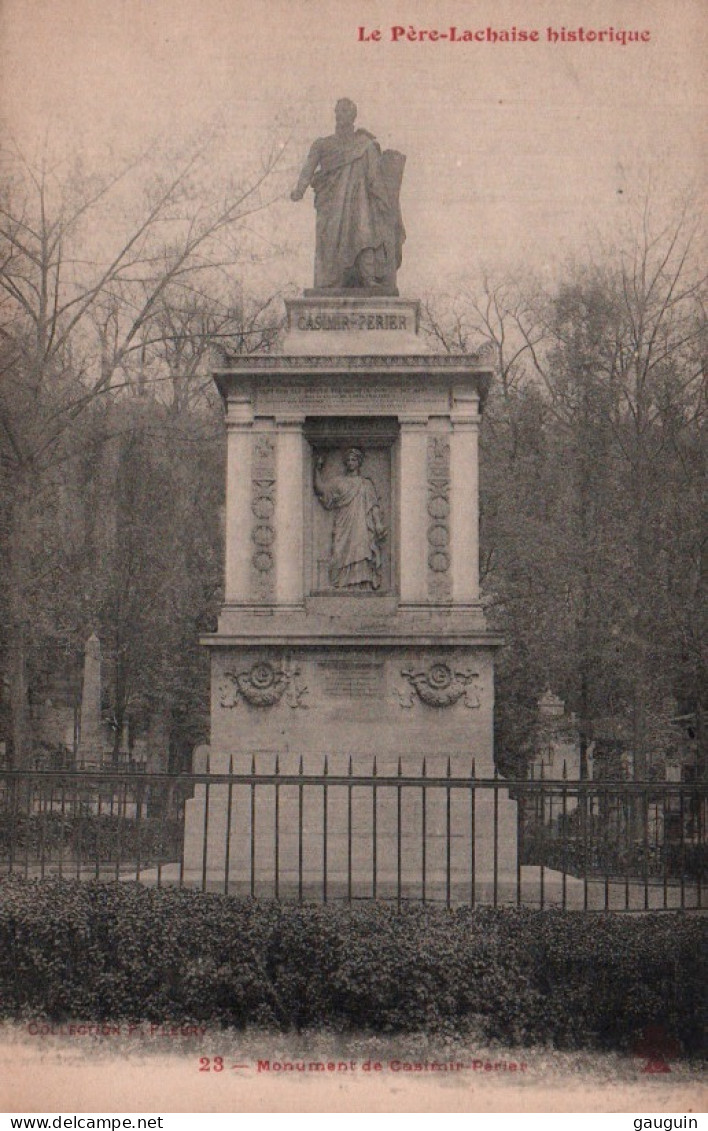 CPA - PARIS - Cimetière PÈRE-LACHAISE - Monument De Casimir PÉRIER - Edition C.C.C.C - Statuen