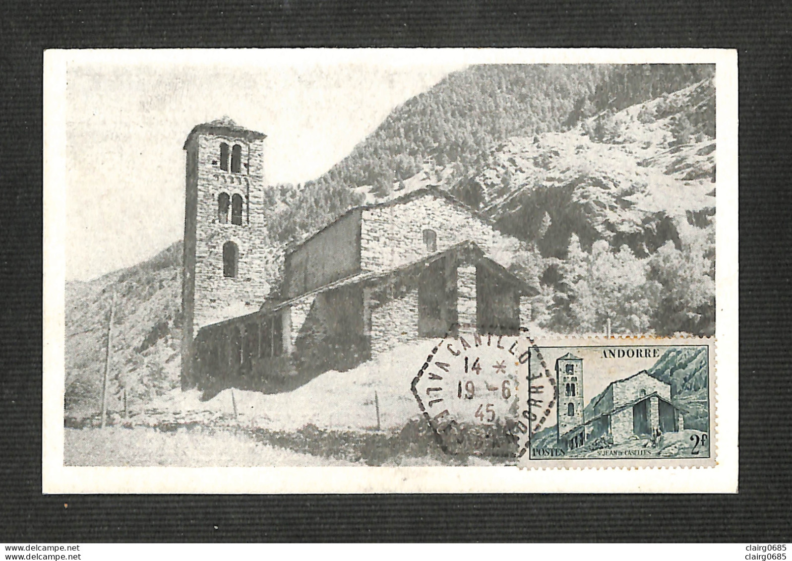 VALLÉES D'ANDORRE - Carte MAXIMUM 1945 - St Jean De Casselles - Cartes-Maximum (CM)