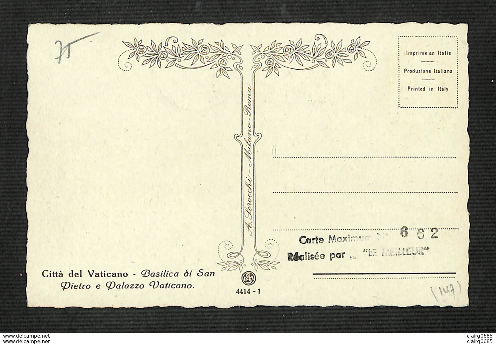 VATICAN - POSTE VATICANE - Carte MAXIMUM 1955 - Basilica Di San Pietro E Palazzo Vaticano - Cartes-Maximum (CM)