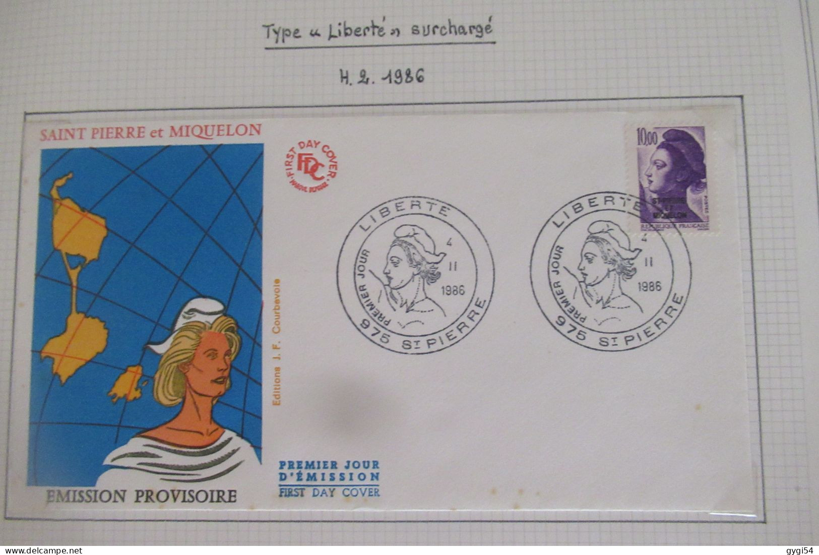 Saint - Pierre Et Miquelon  FDC 04 02 1986 TYPE LIBERTE SURCHARGEE - FDC