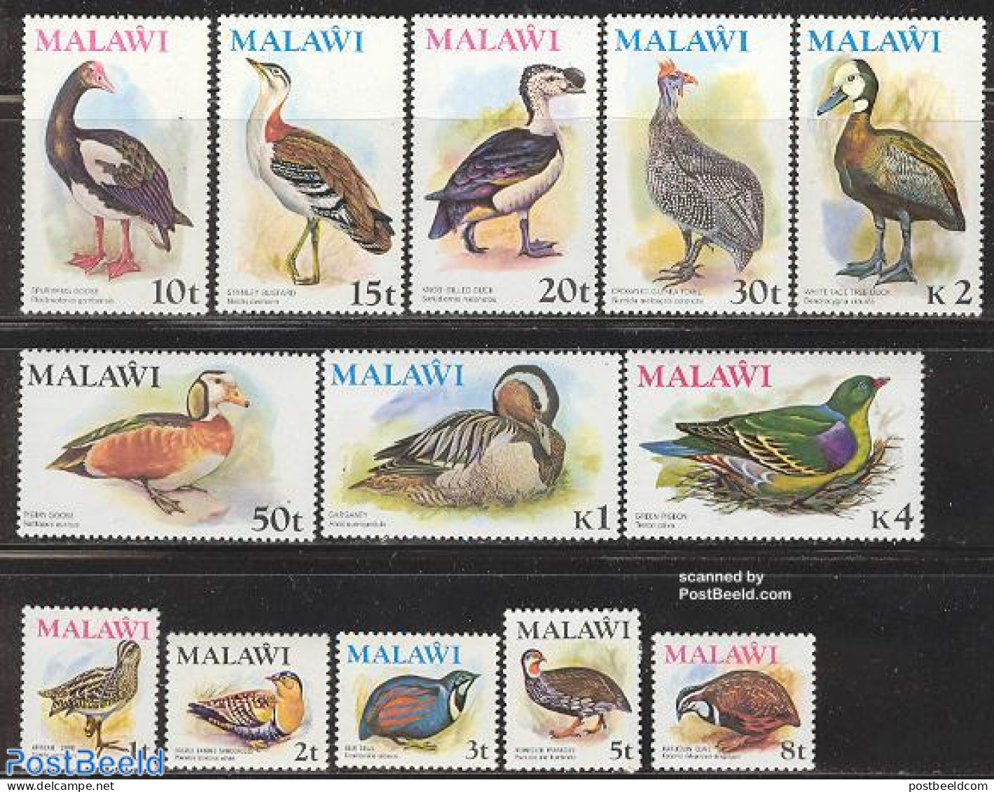 Malawi 1975 Definitives, Birds 13v, Mint NH, Nature - Birds - Ducks - Geese - Malawi (1964-...)