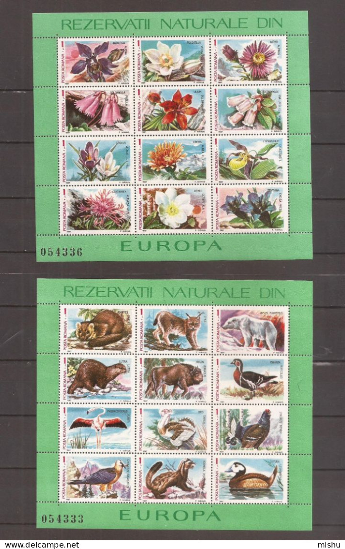 LP 1187 Romania -1987- REZERVATII NATURALE DIN EUROPA - BLOCURI, Nestampilat - Sonstige & Ohne Zuordnung