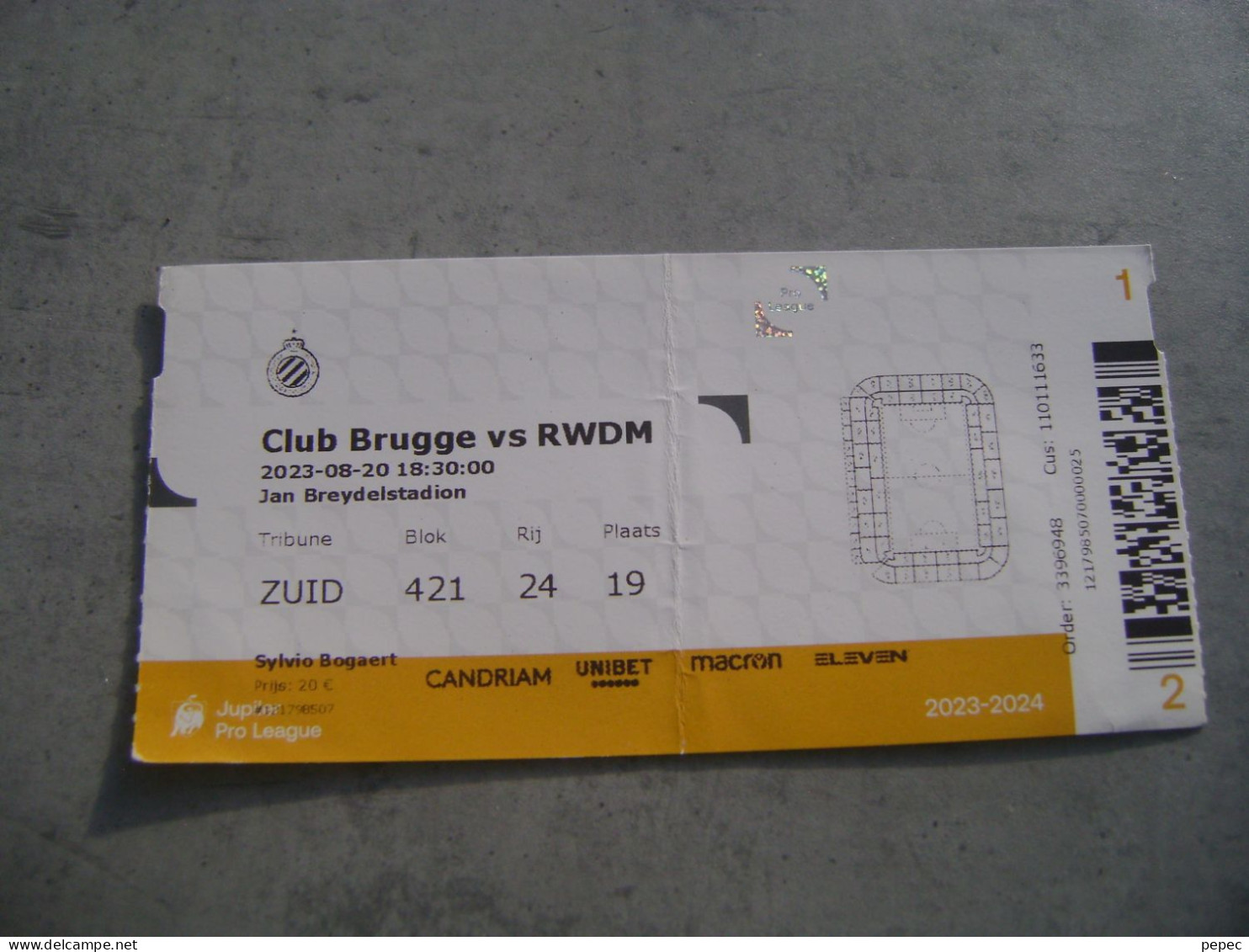 CLUB BRUGGE - RWDM  20/08/2023 - Tickets - Vouchers