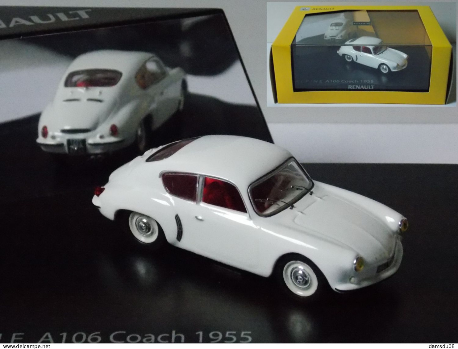 Norev Alpine A106 Coach 1955 Blanche Echelle 1/43 En Boite Vitrine Et Surboite Carton - Norev