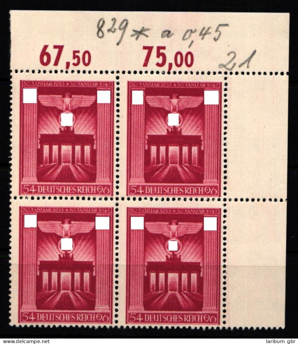 Deutsches Reich 829 Postfrisch 4er Block Vom Eckrand #KL512 - Autres & Non Classés
