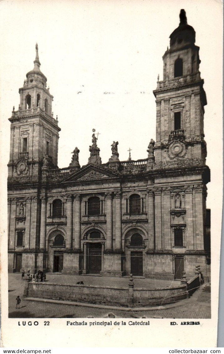 Spain  Lugo  Fachada Principal De La Catedral  Vintage Postcard  Real Photo - Lugo