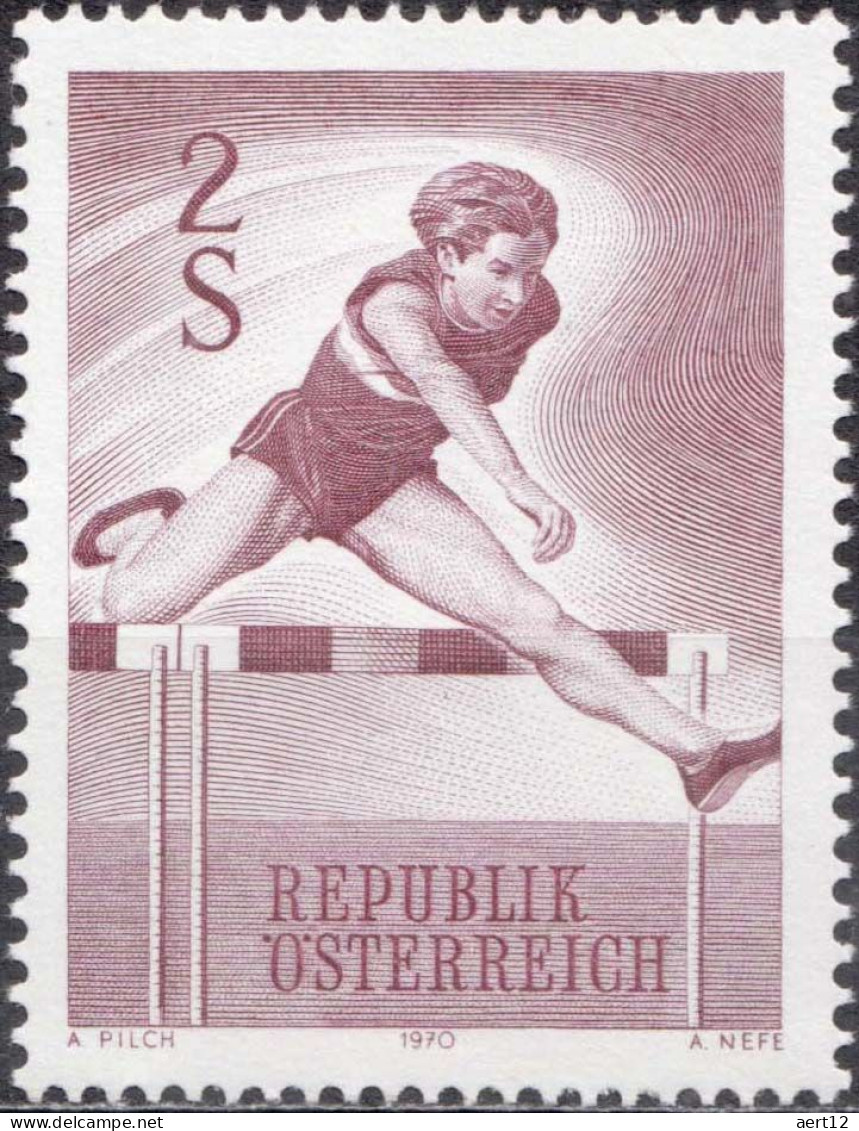 1970, Austria, , Athletics, Hurdling, Sports, MNH(**), Mi: 1348 - Nuevos