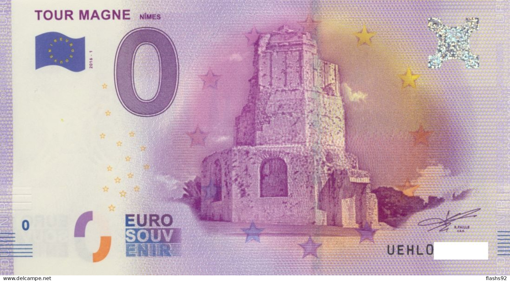 Vends Billet Souvenir Touristique 0€ Tour Magne Nîmes 2016-1 UEHL - Sonstige & Ohne Zuordnung