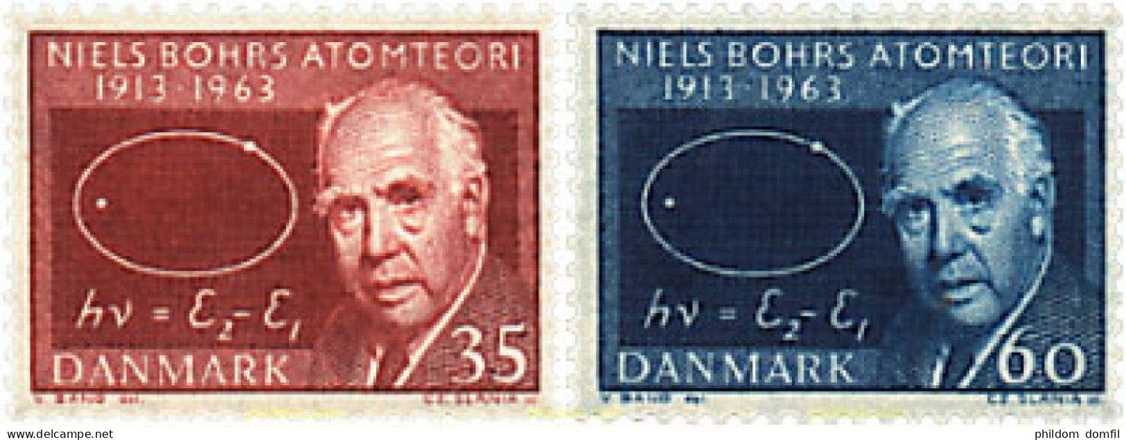 95962 MNH DINAMARCA 1963 50 ANIVERSARIO DE LA TEORIA DEL ATOMO DE NIELS BOHR - Neufs