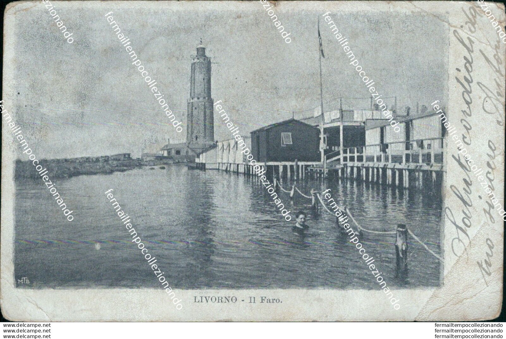 Bc390 Cartolina Livorno Citta' Il Faro Inizio 900 - Livorno