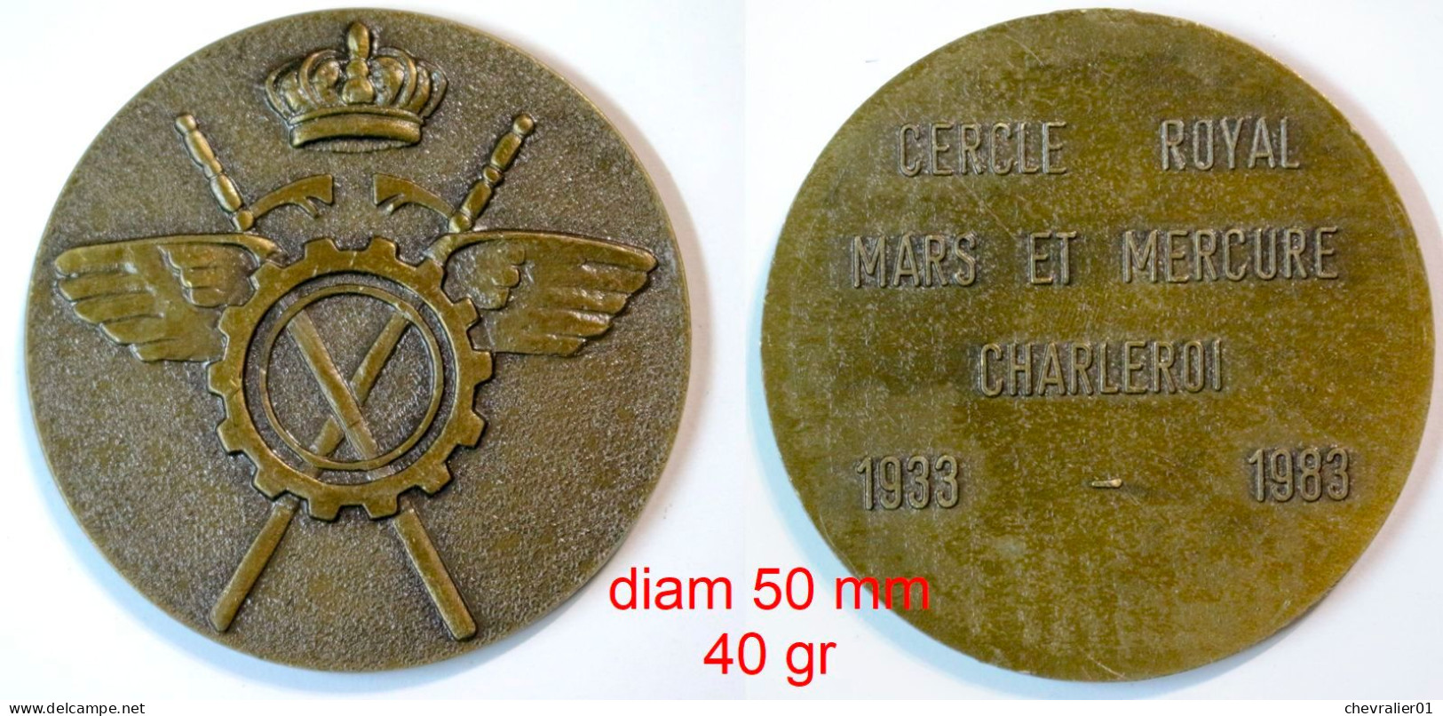 Médaille De Table_Militaria_cercle Royal Mars Et Mercure_Charleroi_1933-1983_50 Ans_21-02 - Bélgica