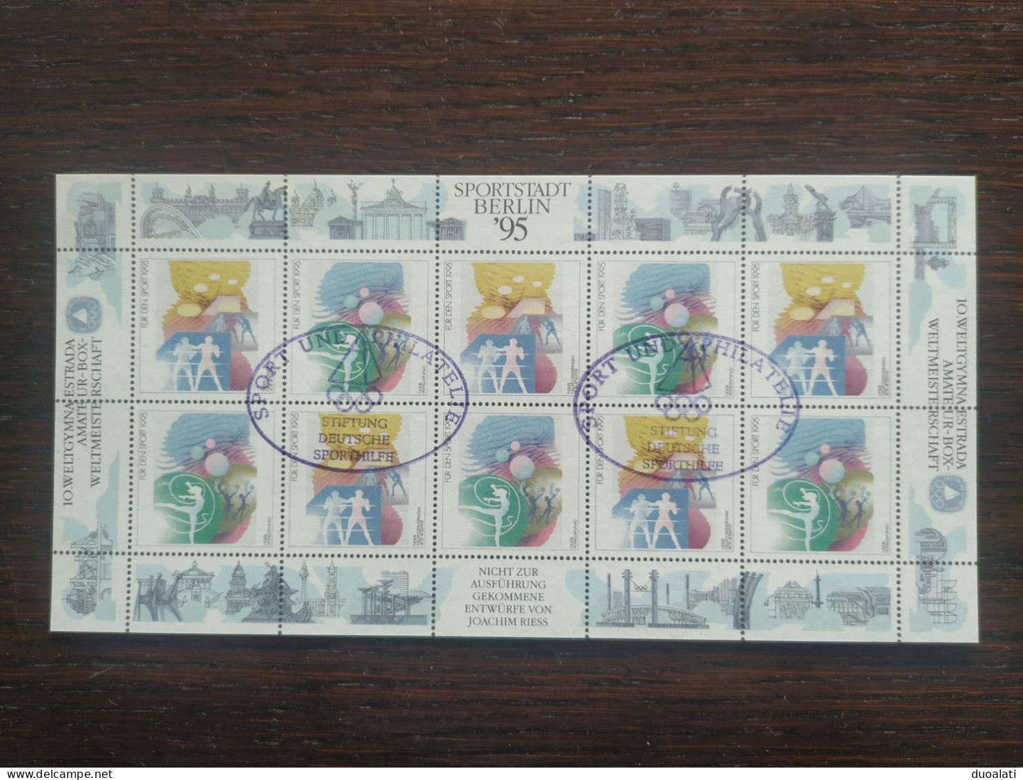 Germany 1995 Offizieller Farbsonderdruck Deutsche Sporthilfe Für Den Sport Rhythmic Gymnastics Boxing S/S MNH & CTO - Gymnastik