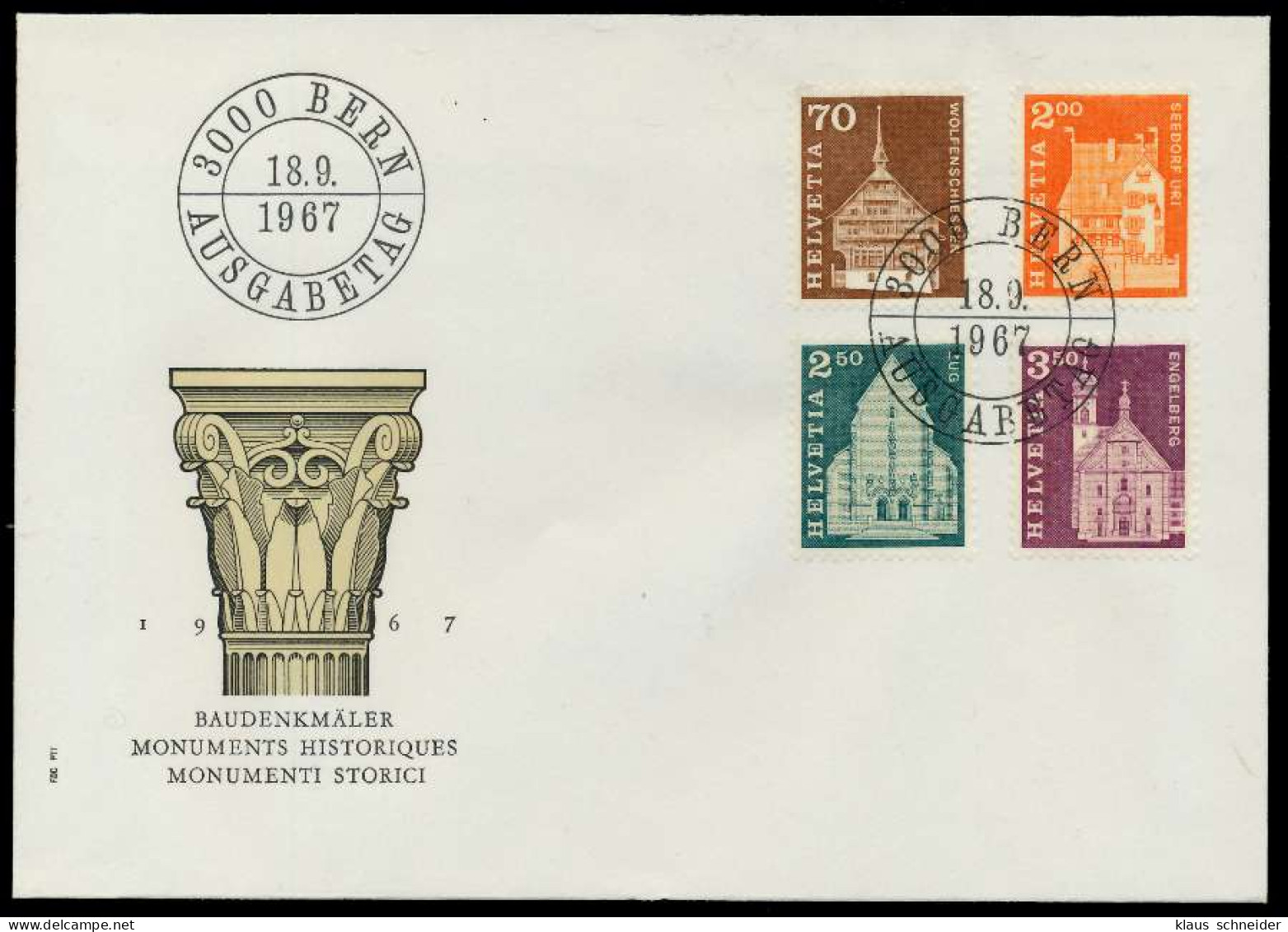 SCHWEIZ 1967 Nr 862-865 BRIEF FDC S41BFAA - Covers & Documents