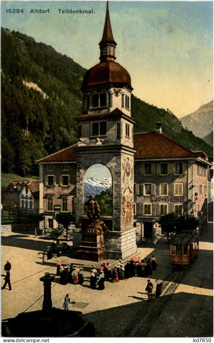 Altdorf - Telldenkmal Mit Tram - Altdorf