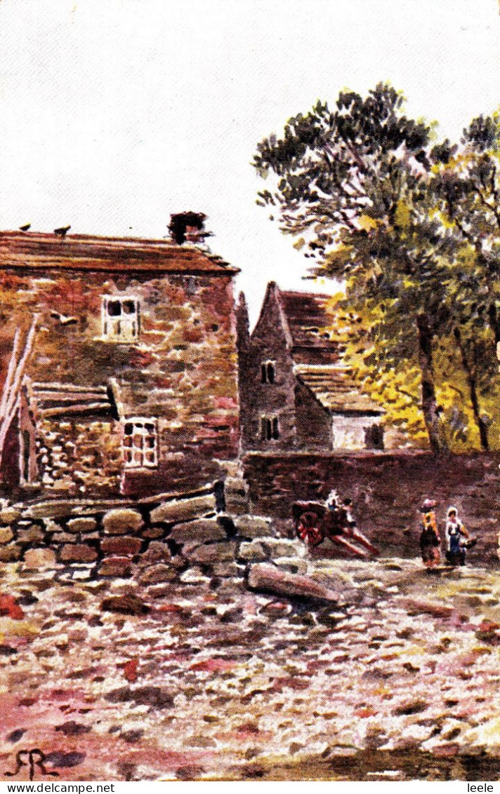 F28. Vintage Postcard. Old Cottages, Heysham. Lancashire. Signed F. R. - Other