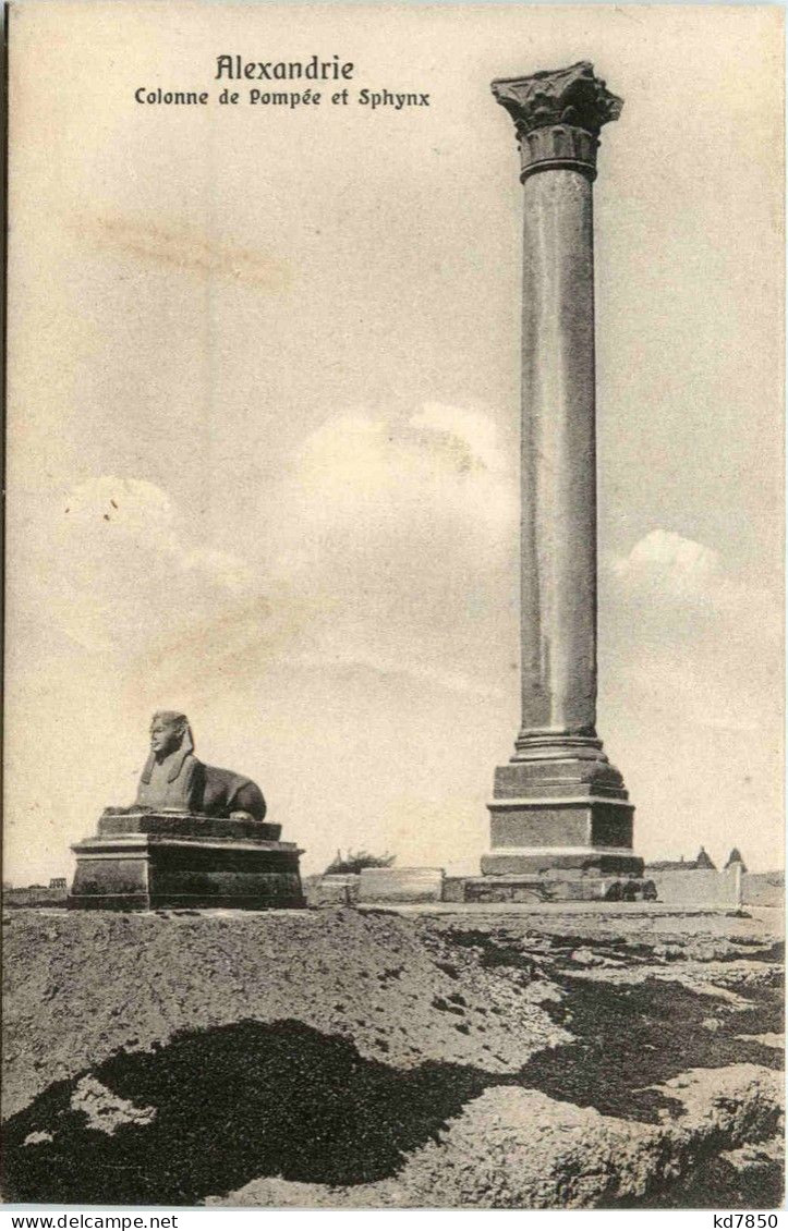 Alexandria - Colonne De Pompee Et Sphynx - Alexandrië