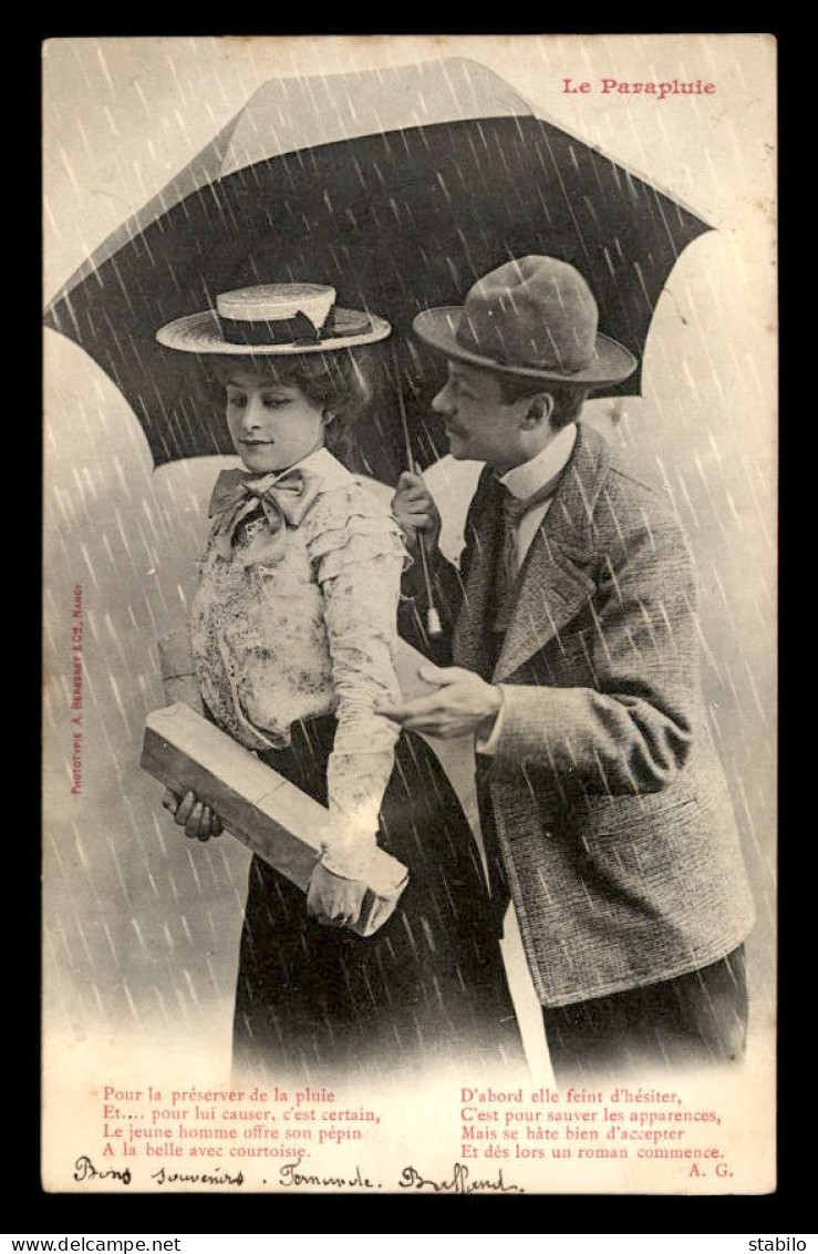 BERGERET - LE PARAPLUIE - COUPLE - Bergeret