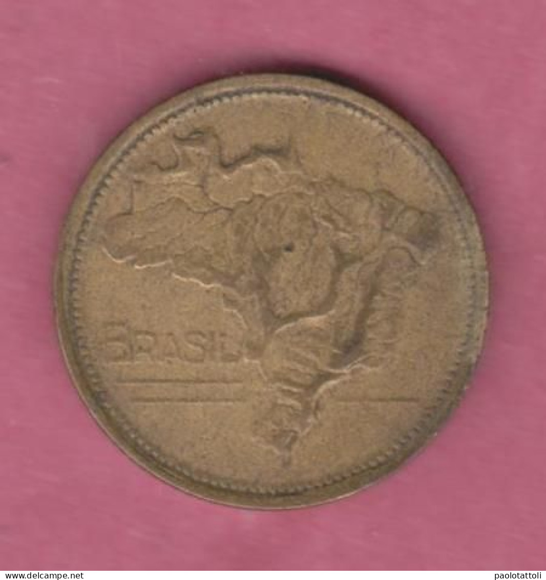 Brazil, 1945- 1 Cruzeiro- Aluminium Bronze- Obverse Map Of Brazil. Reverse Denomination-. BB, VF, TTGB, SS- - Brasile