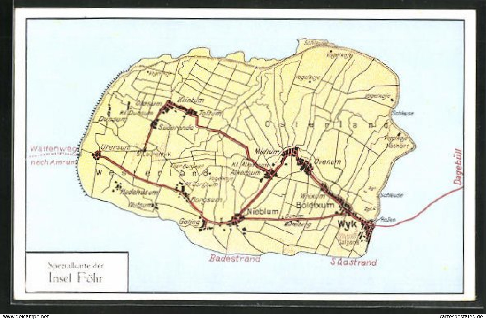 AK Wyk / Föhr, Landkarte Der Insel Föhr  - Maps