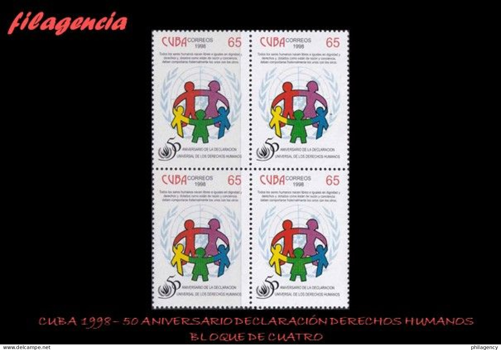 CUBA. BLOQUES DE CUATRO. 1998-31 50 ANIVERSARIO DE LA DECLARACIÓN UNIVERSAL DE LOS DERECHOS HUMANOS - Neufs