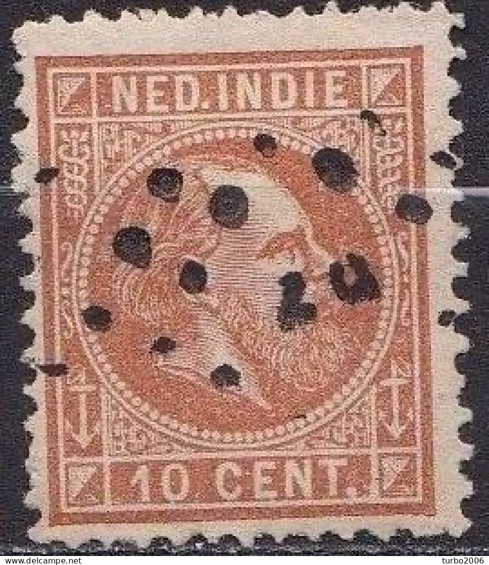 Ned. Indië: 1870 Koning Willem III 10 Cent Oranjebruin Kamtanding 12½ : 12 NVPH 9 F - Indie Olandesi