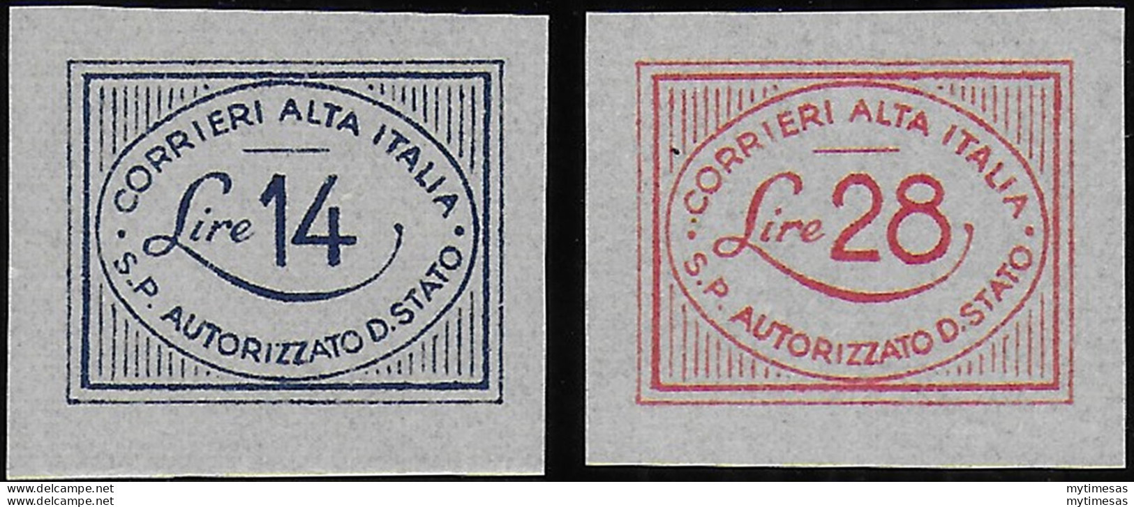 1945 Luogotenenza CORALIT Cifra 2v. ND MNH Sassone N. 1/2 - Otros & Sin Clasificación