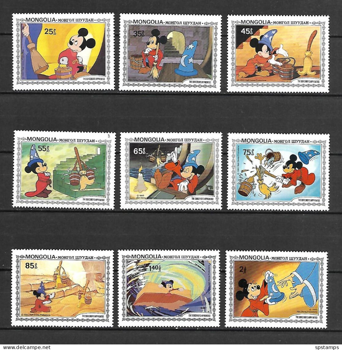 Disney Set Mongolia 1983 Mickey Mouse In The Disney Film FANTASIA MNH - Disney