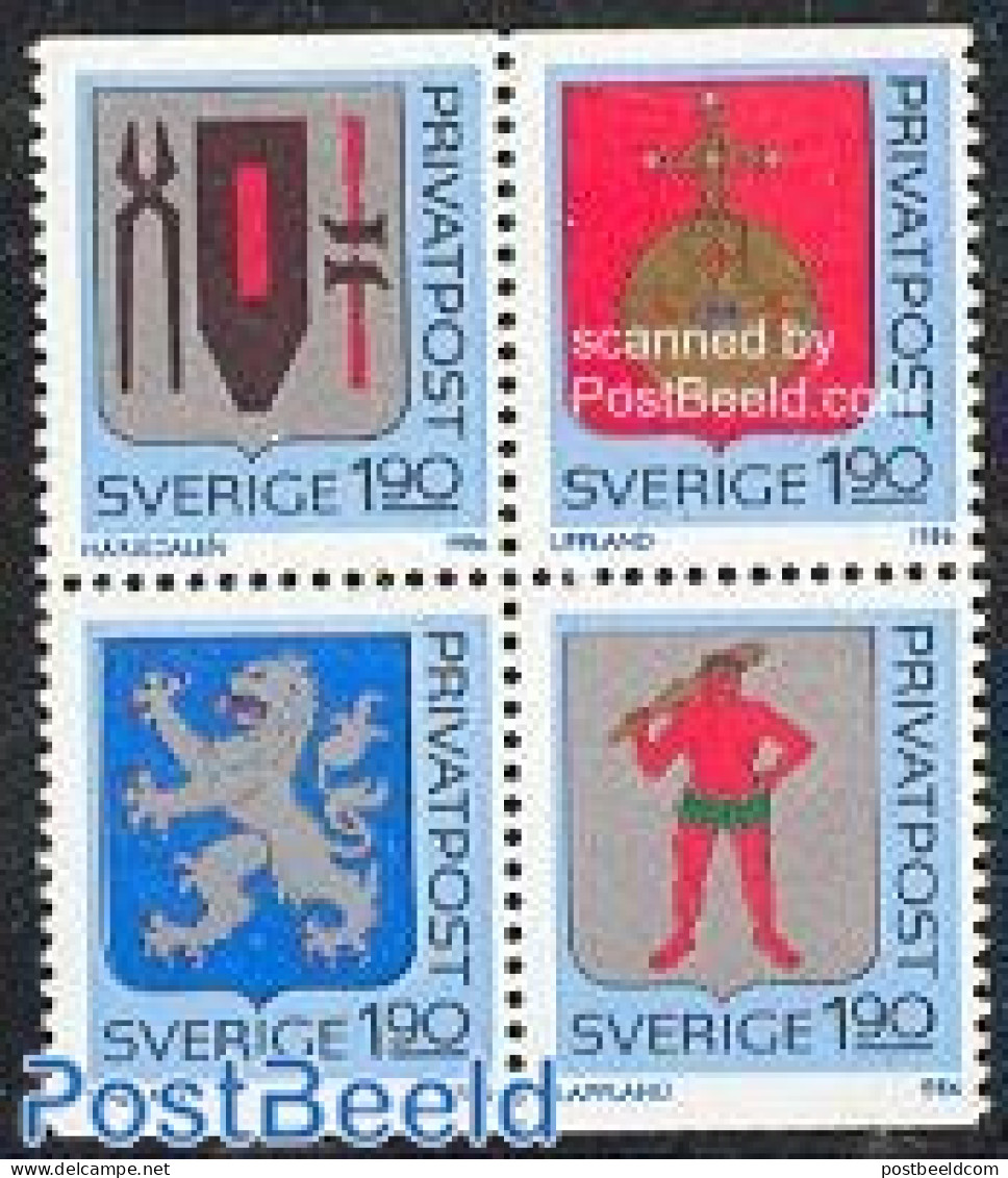 Sweden 1986 Provincial Coat Of Arms 4v [+], Mint NH, History - Coat Of Arms - Nuevos