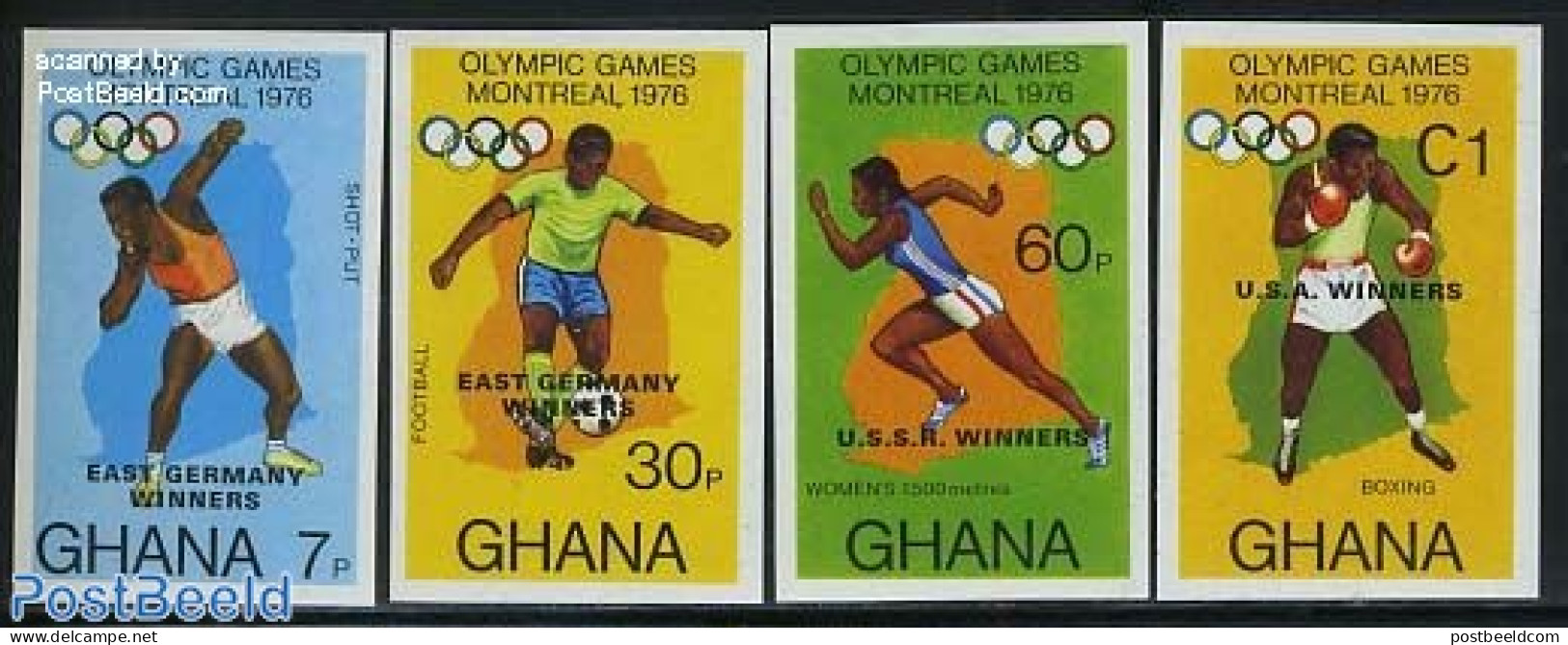 Ghana 1977 Olympic Winners 4v Imperforated, Mint NH, Sport - Athletics - Boxing - Football - Olympic Games - Athlétisme