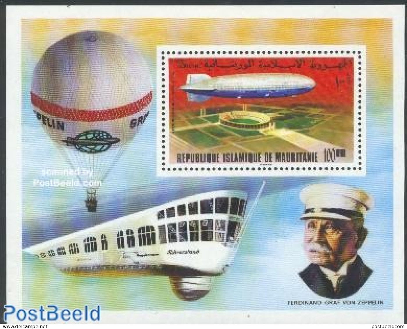 Mauritania 1976 Zeppelin S/s, Mint NH, Transport - Zeppelins - Zeppeline