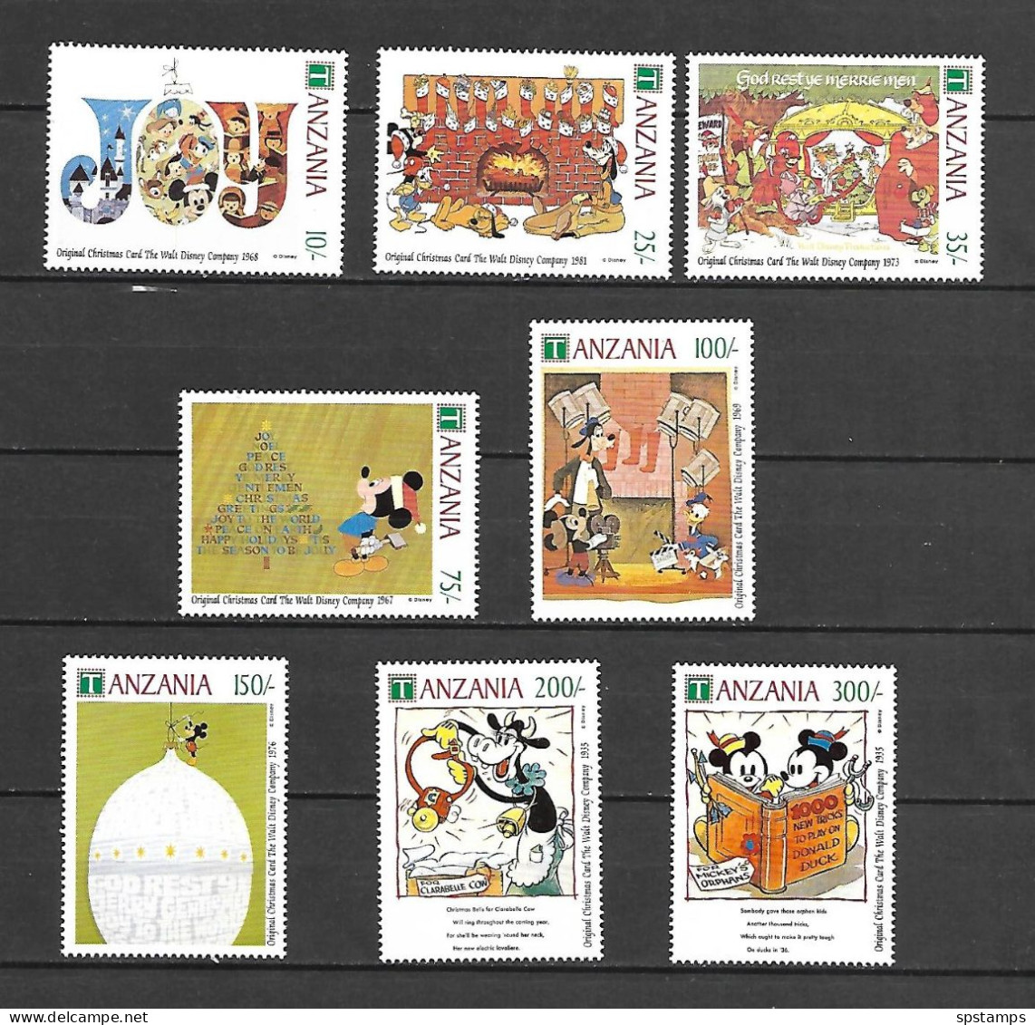 Disney Set Tanzania 1991 Christmas Cards MNH - Disney