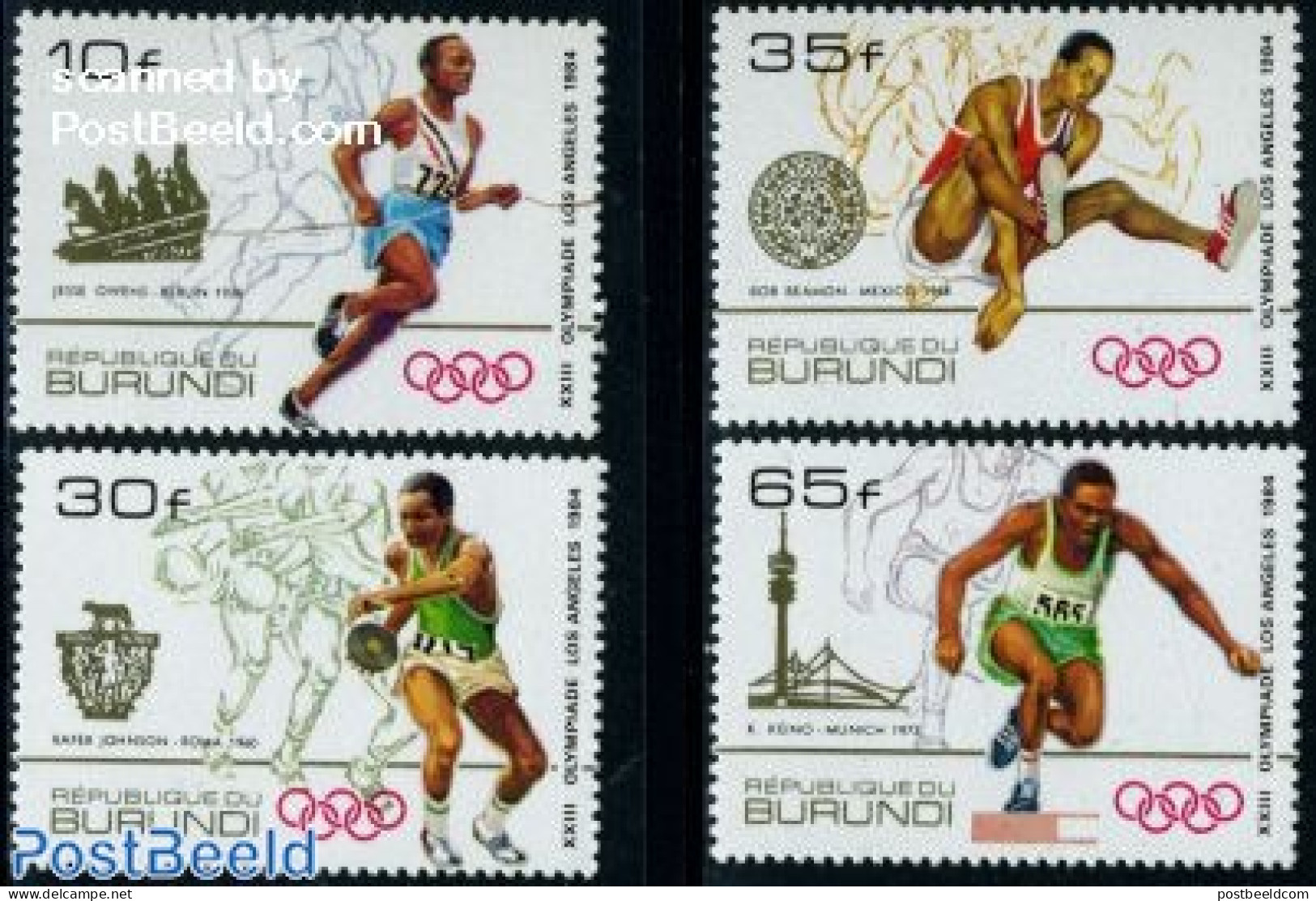 Burundi 1984 Olympic Winners 4v, Mint NH, Sport - Athletics - Olympic Games - Athletics