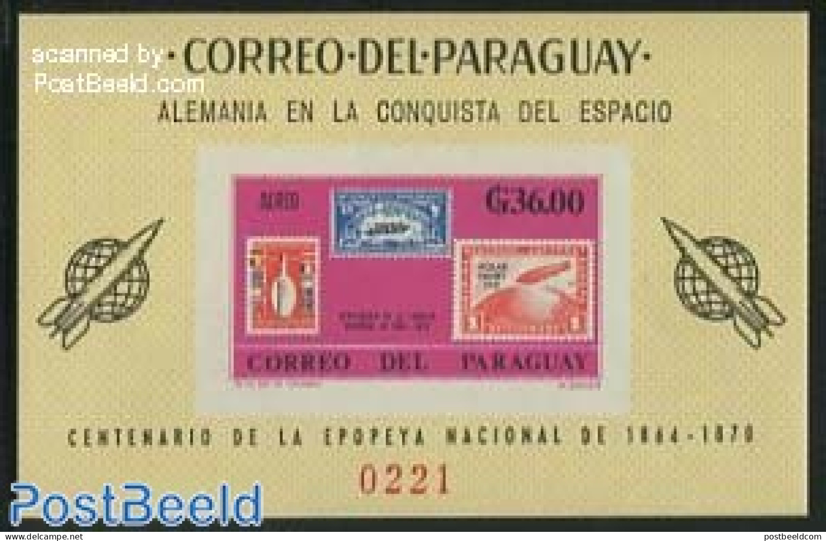 Paraguay 1966 Space, Stamps S/s Imperforated, Mint NH, History - Transport - Stamps On Stamps - Space Exploration - Francobolli Su Francobolli