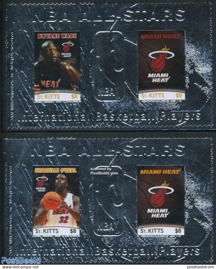Saint Kitts/Nevis 2007 Basketball 2v, Silver, Mint NH, Sport - Basketball - Sport (other And Mixed) - Pallacanestro