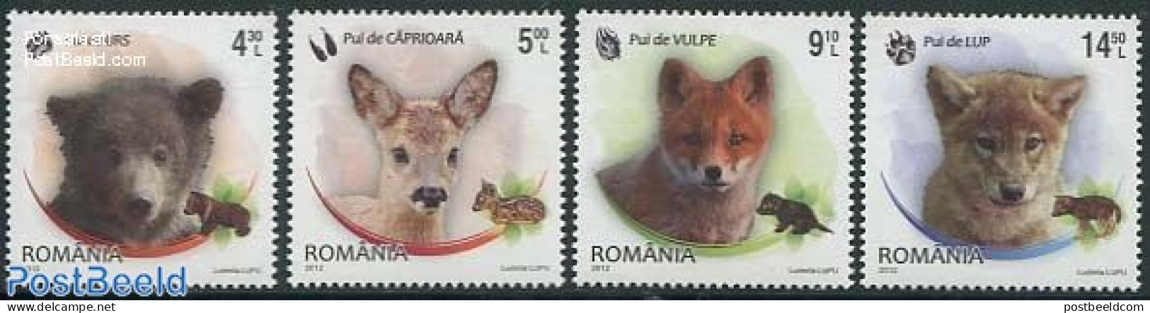 Romania 2012 Young Animals 4v, Mint NH, Nature - Animals (others & Mixed) - Bears - Deer - Unused Stamps