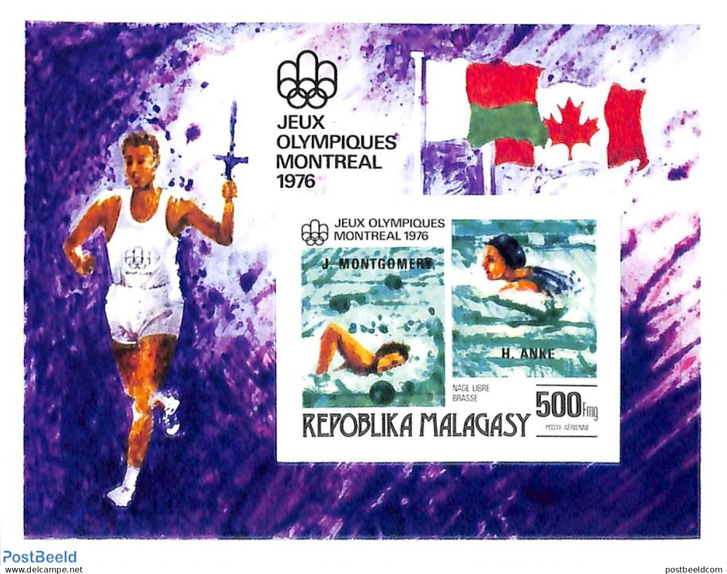 Madagascar 1976 Olympic Winners S/s Imperforated, Mint NH, Sport - Olympic Games - Swimming - Nuoto