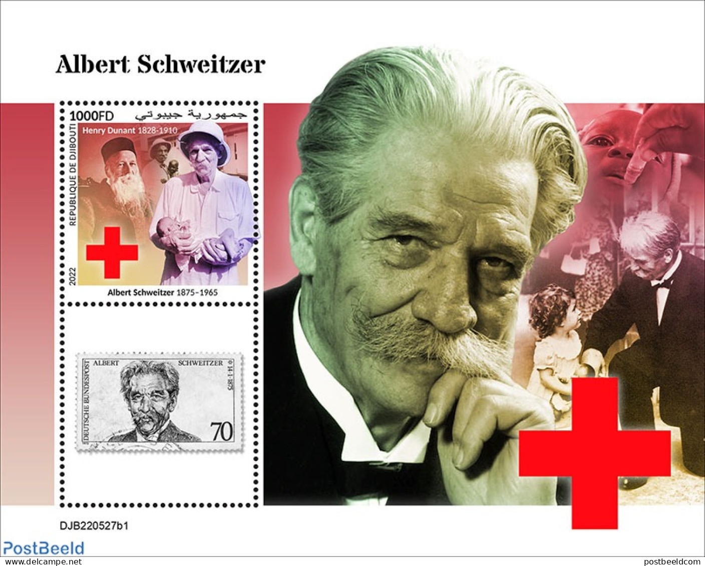 Djibouti 2022 Albert Schweitzer, Mint NH, Health - History - Science - Nobel Prize Winners - Nobel Prize Laureates