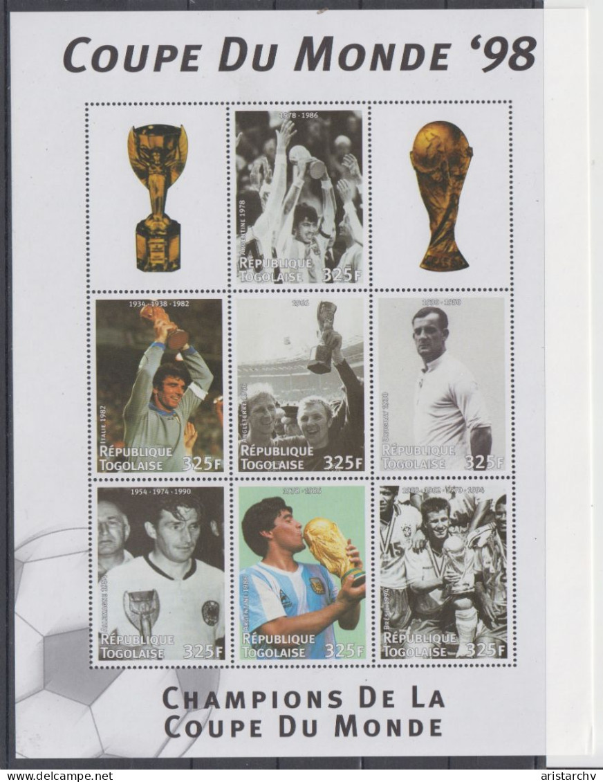 TOGO 1998 FOOTBALL WORLD CUP 3 S/SHEETS 3 SHEETLETS AND 6 STAMPS - 1998 – France