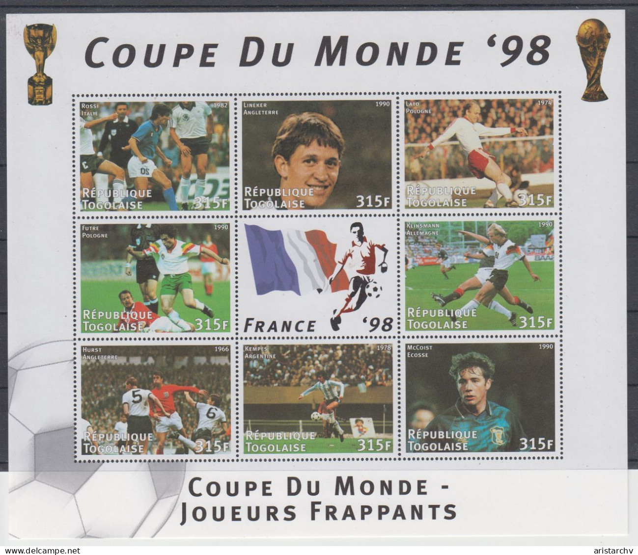 TOGO 1998 FOOTBALL WORLD CUP 3 S/SHEETS 3 SHEETLETS AND 6 STAMPS - 1998 – France