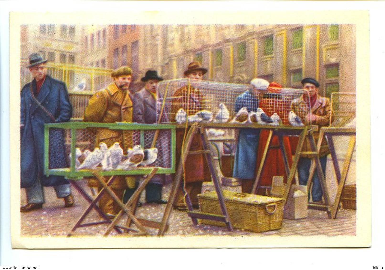 Image 12 X 7.8 Belgique Folklore Belge Belgische Folklore BRUXELLES Le Coin Des Pigeons Au Marché Aux Oiseaux* - Côte D'Or