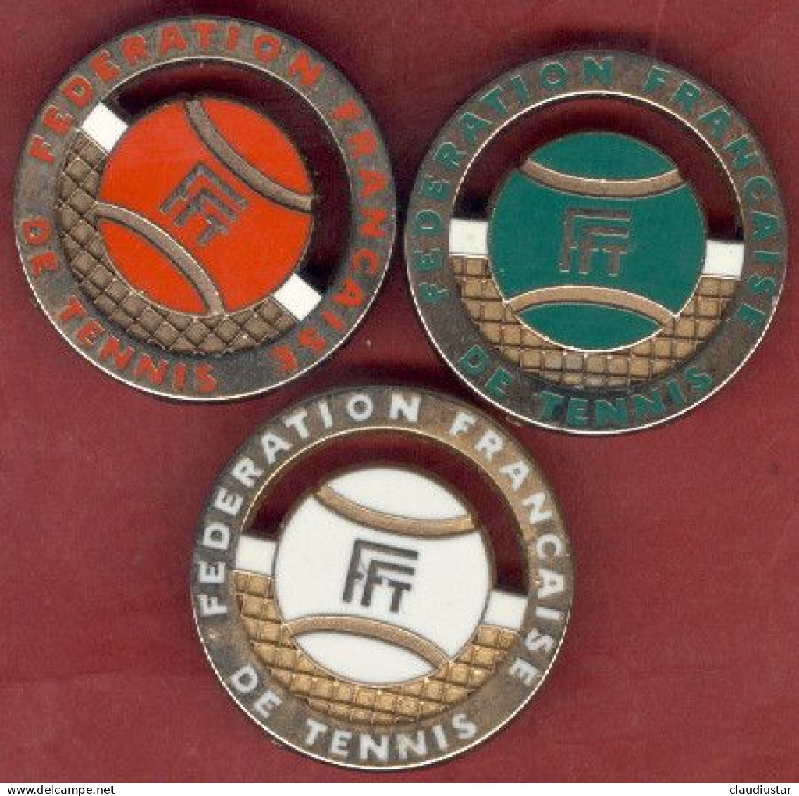 ** LOT  4  BROCHES  BALLE  F. F. TENNIS ** - Sonstige & Ohne Zuordnung