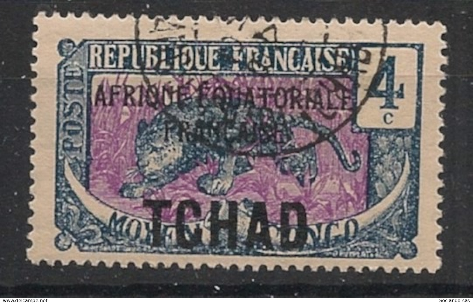 TCHAD - 1924 - N°YT. 21 - Panthère 4c - Oblitéré / Used - Usados