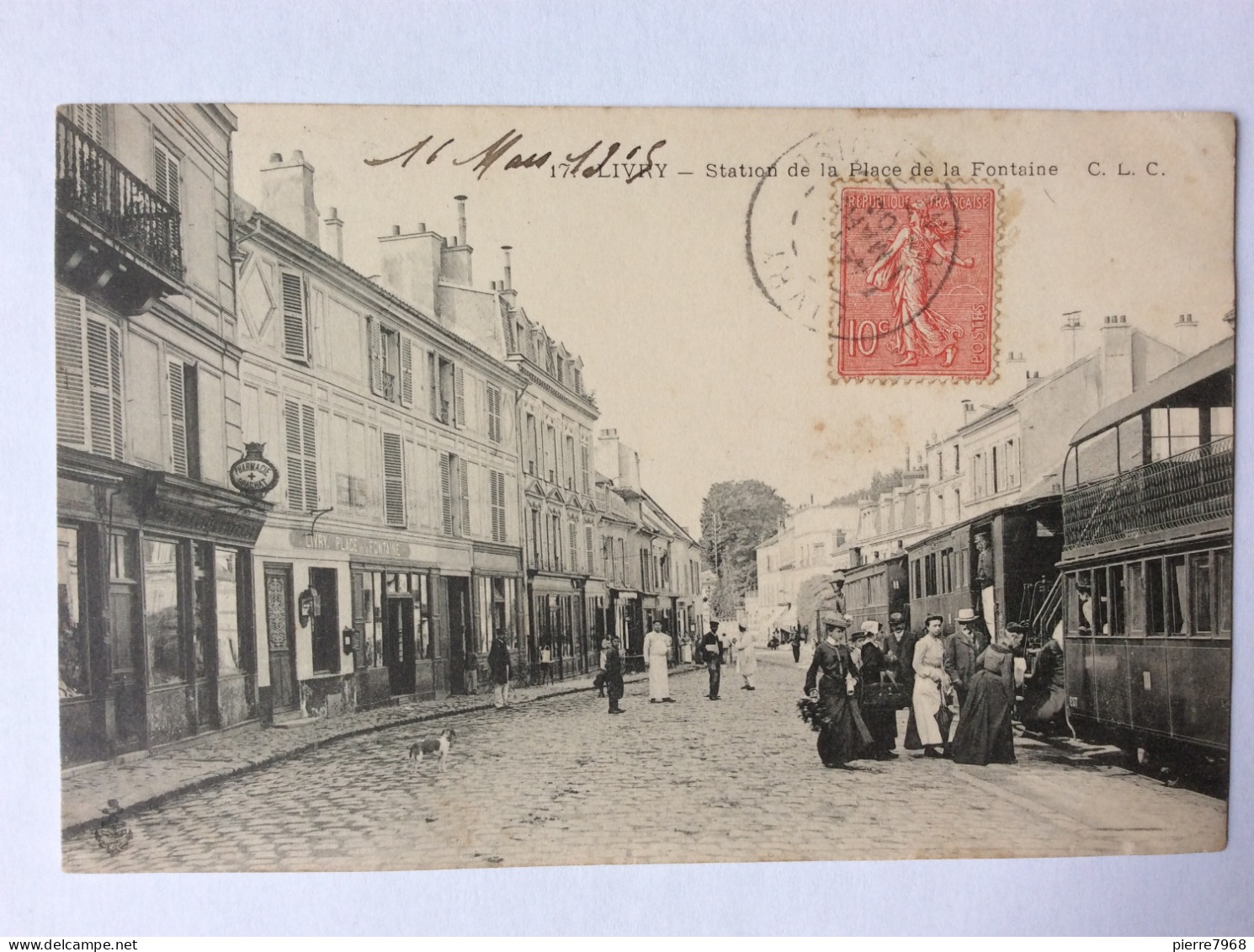 LIVRY : Station De La Place De La Fontaine - C.L.C. - 1908 - Belle Animation (tramway) - Livry Gargan