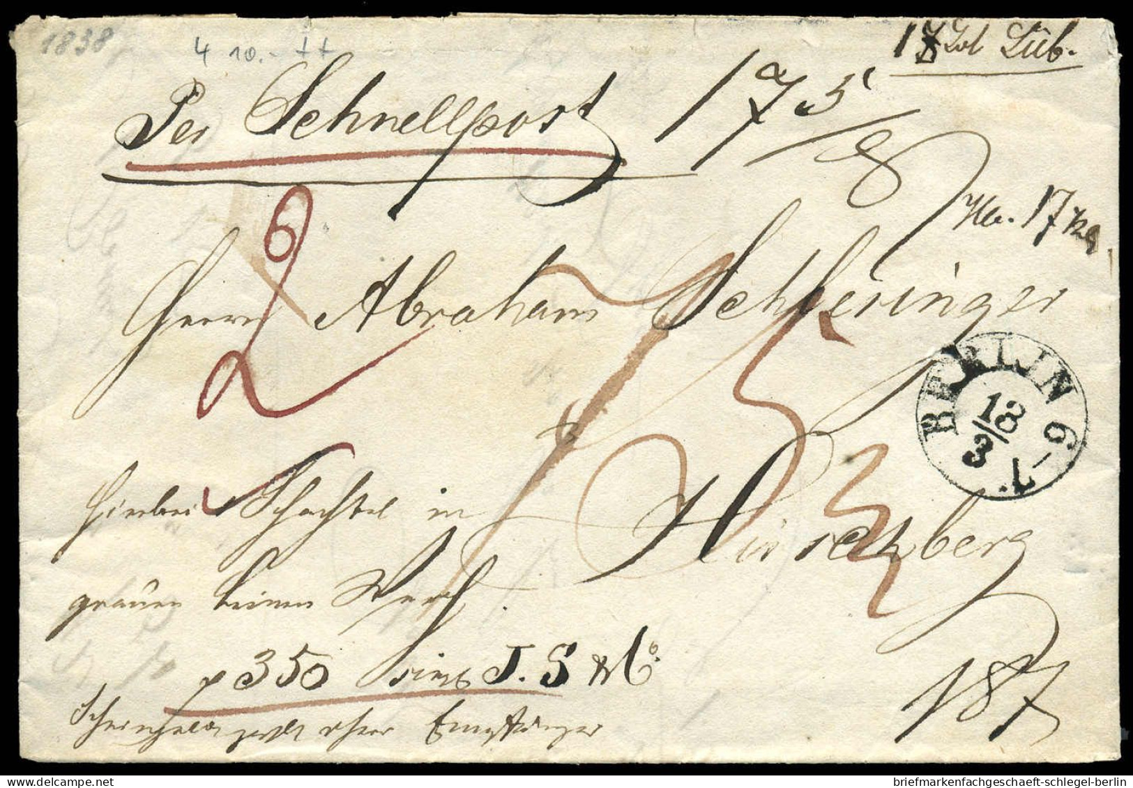 Berliner Postgeschichte, 1838, Brief - Vorphilatelie